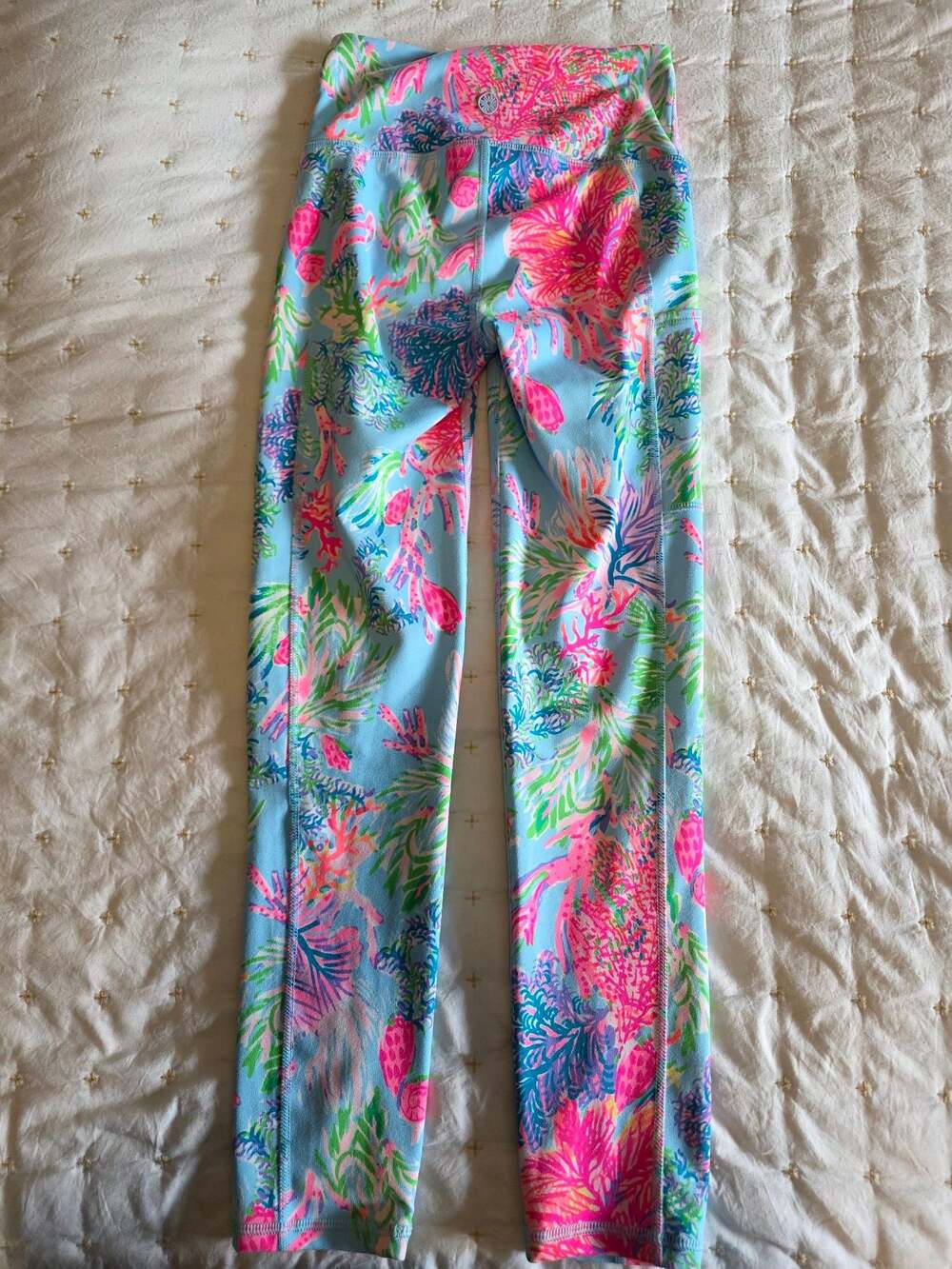 Lilly Pulitzer Luxletic Weekender High-Rise Leggings in Celestial Blue Cay To My - Picture 6 of 7